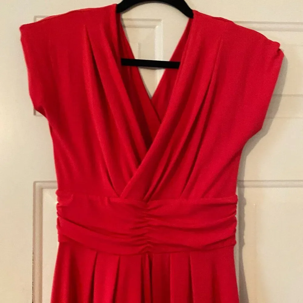 NWT IMAN V Neck Sleeveless Red Maxi Dress & Matching Headband Women Size SP